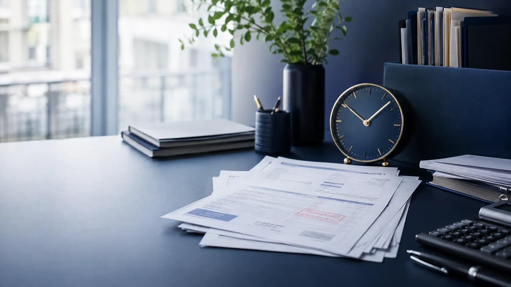 Factures fournisseurs en retard et horloge illustrant les délais de paiement entre entreprises